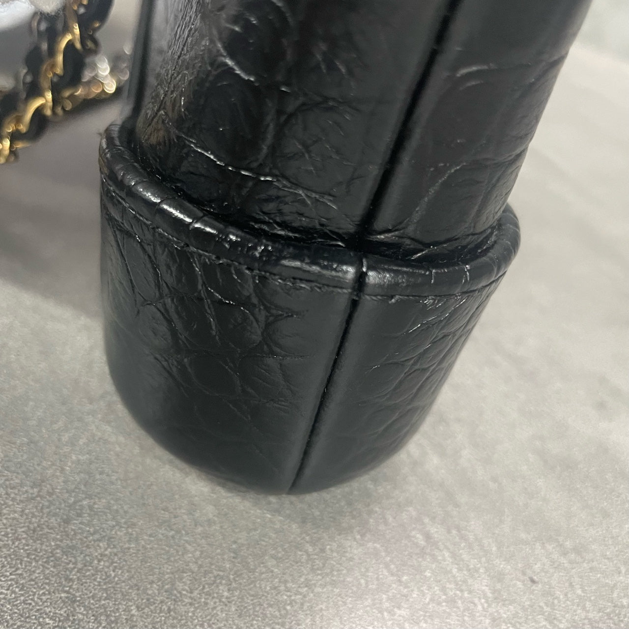 Chanel Gabrielle mini size Crocodile embossing Black-gold
