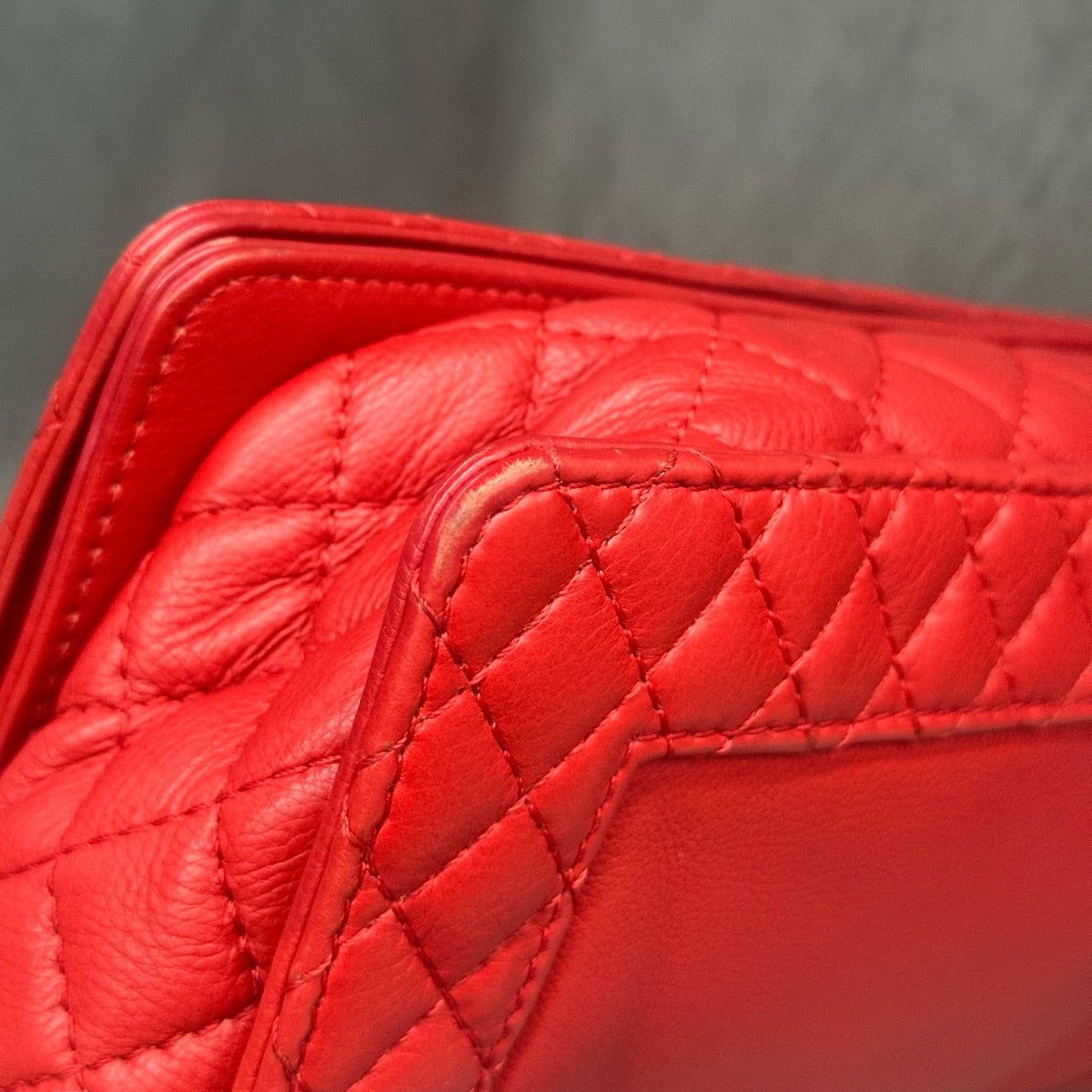 Chanel leboy cowhide soft box middle size red