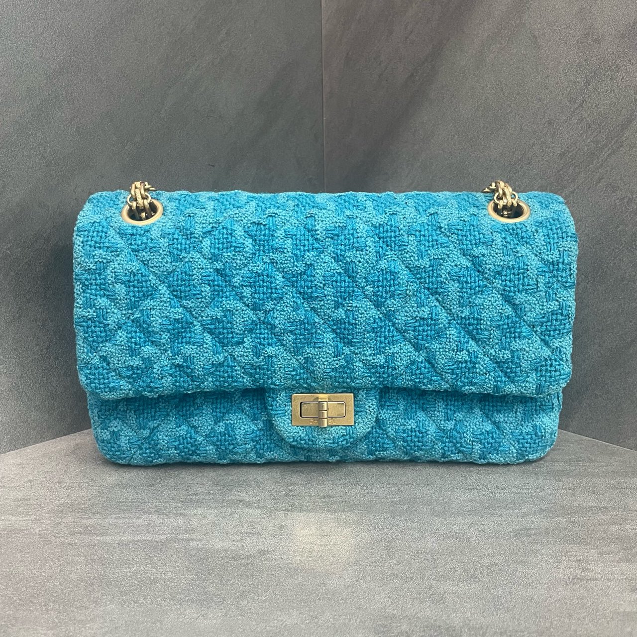 Chanel 2.55 Flap woolen fabric Blue&nbsp;