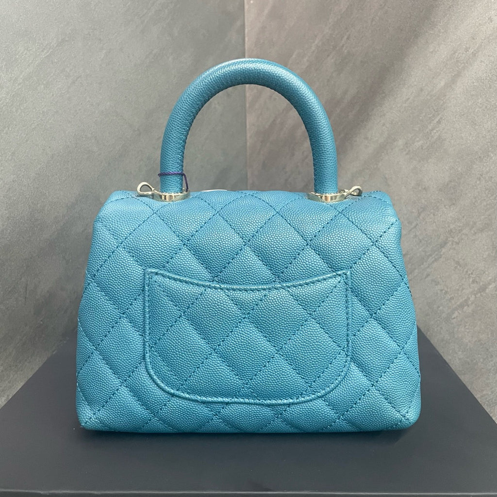 Chanel Cocohandle mini lychee pattern cowhide blue
