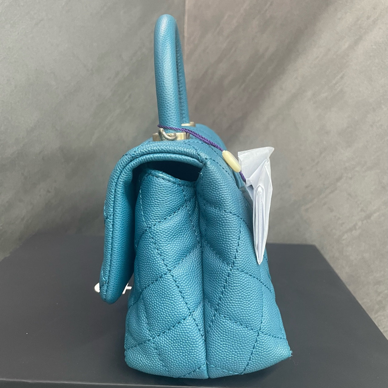 Chanel Cocohandle mini lychee pattern cowhide blue
