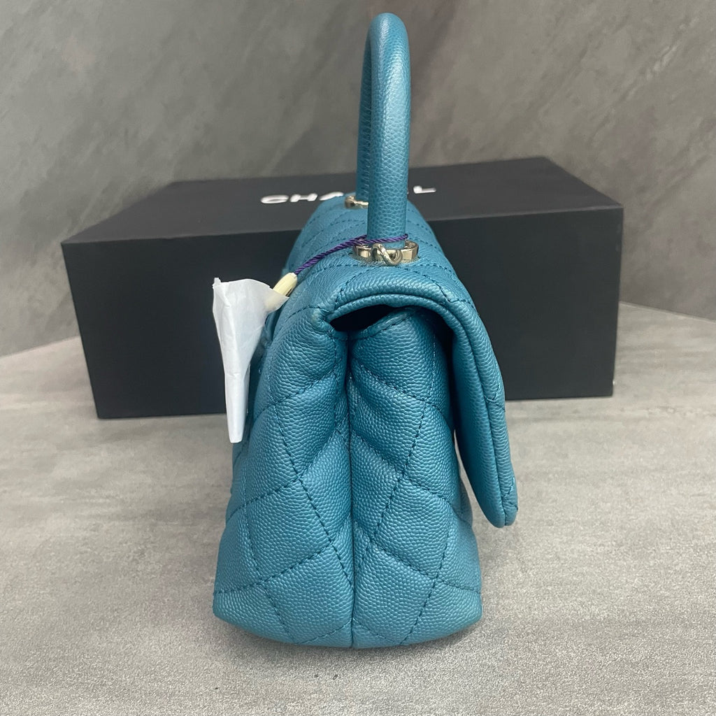 Chanel Cocohandle mini lychee pattern cowhide blue