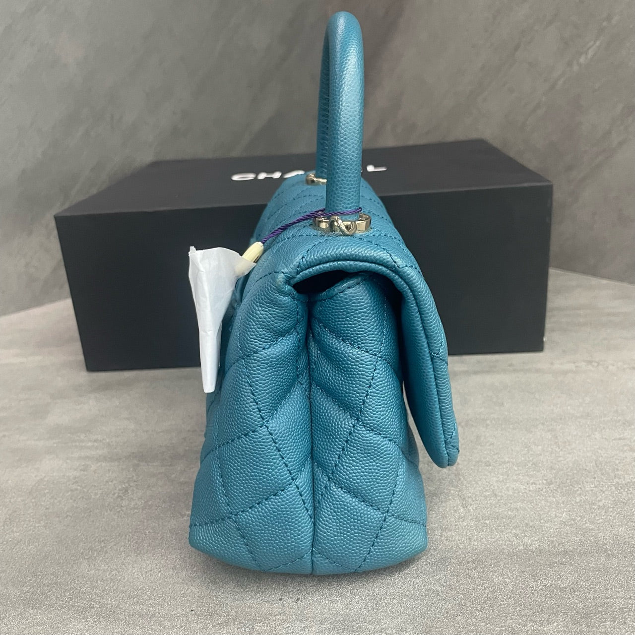 Chanel Cocohandle mini lychee pattern cowhide blue