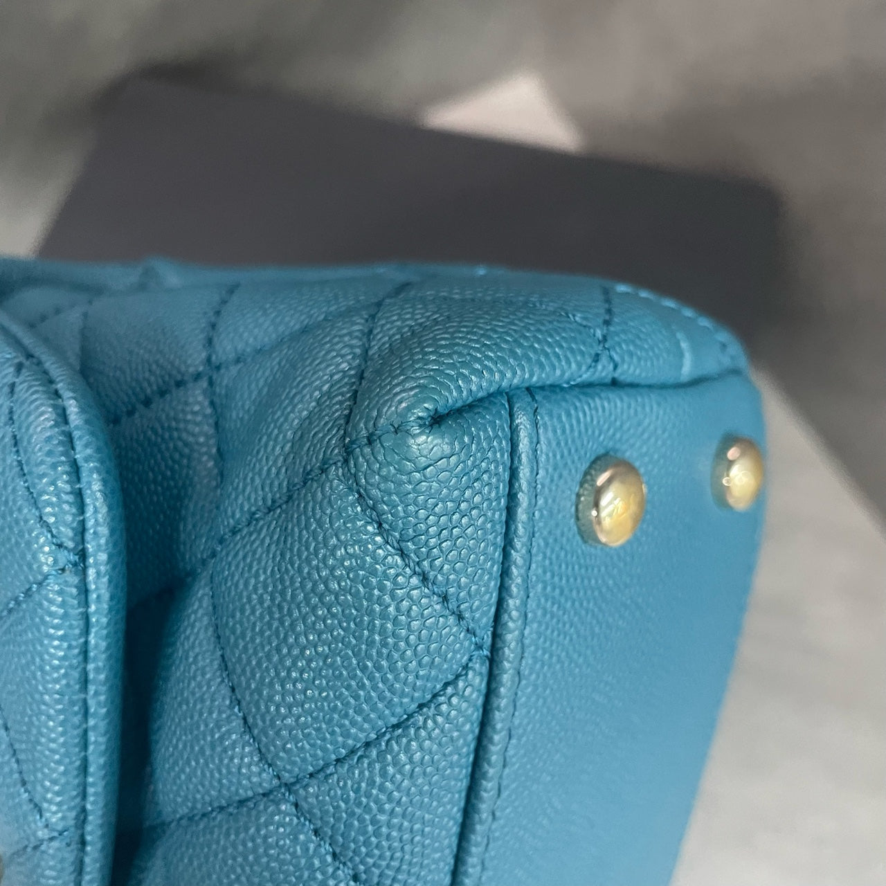 Chanel Cocohandle mini lychee pattern cowhide blue