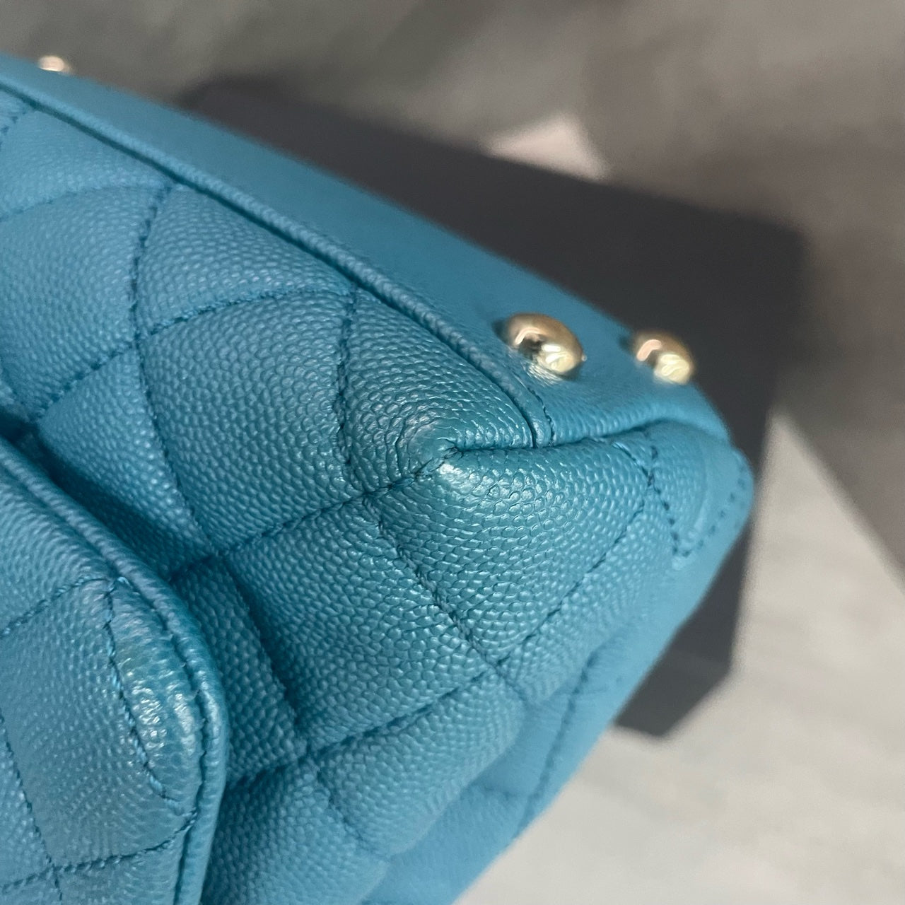 Chanel Cocohandle mini lychee pattern cowhide blue