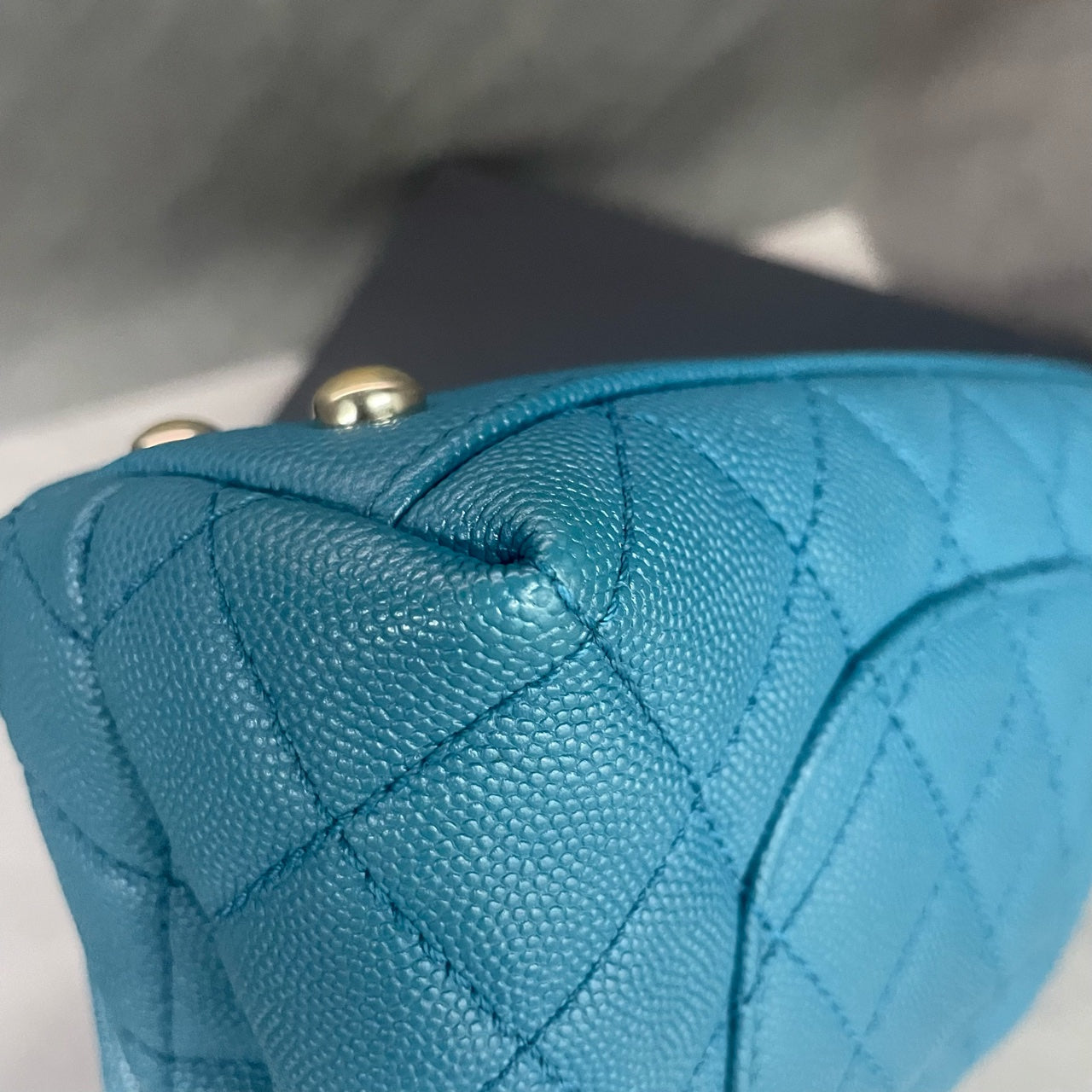Chanel Cocohandle mini lychee pattern cowhide blue