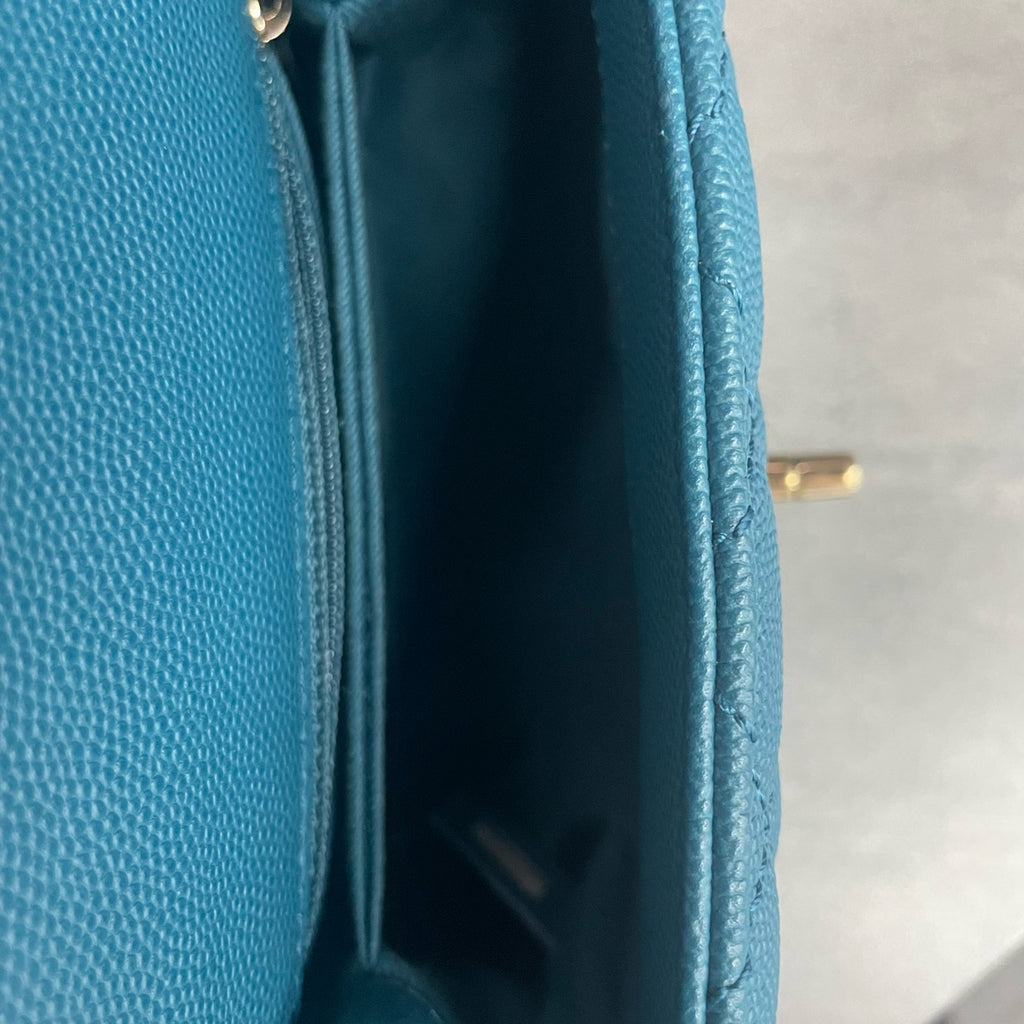 Chanel Cocohandle mini lychee pattern cowhide blue