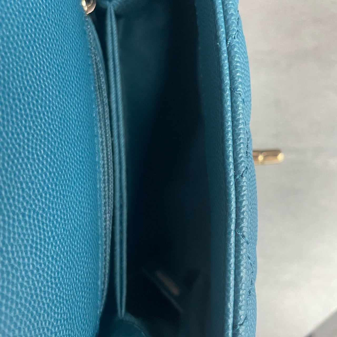 Chanel Cocohandle mini lychee pattern cowhide blue