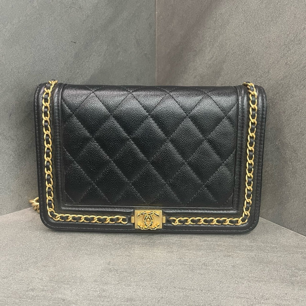 Chanel leboy lichee pattern cowhide woc Black-Gold