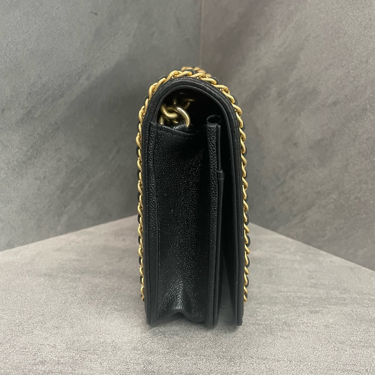Chanel leboy lichee pattern cowhide woc Black-Gold
