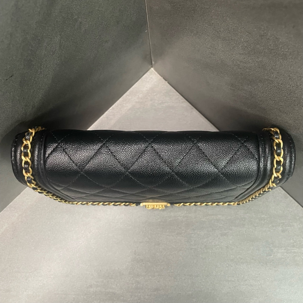 Chanel leboy lichee pattern cowhide woc Black-Gold