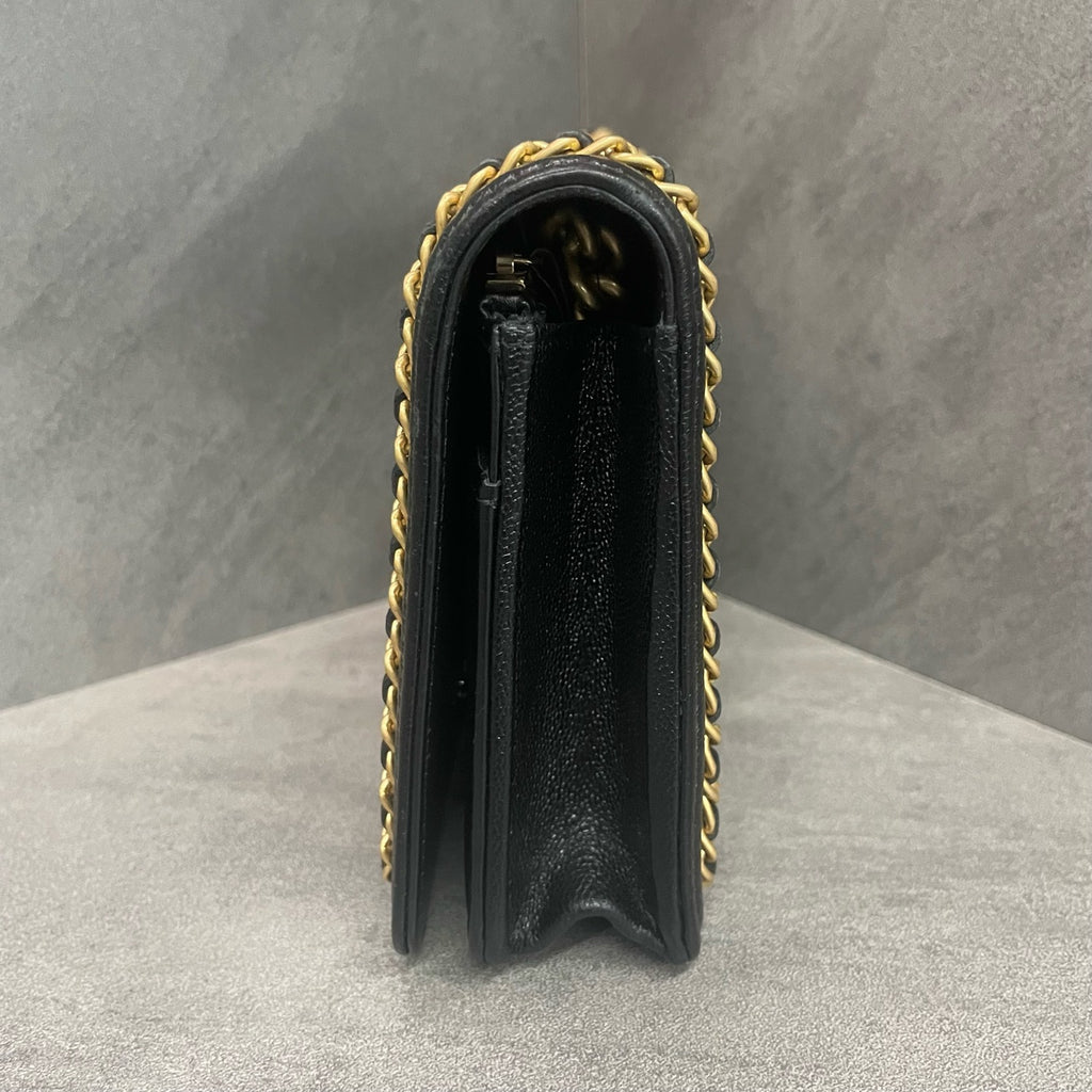 Chanel leboy lichee pattern cowhide woc Black-Gold