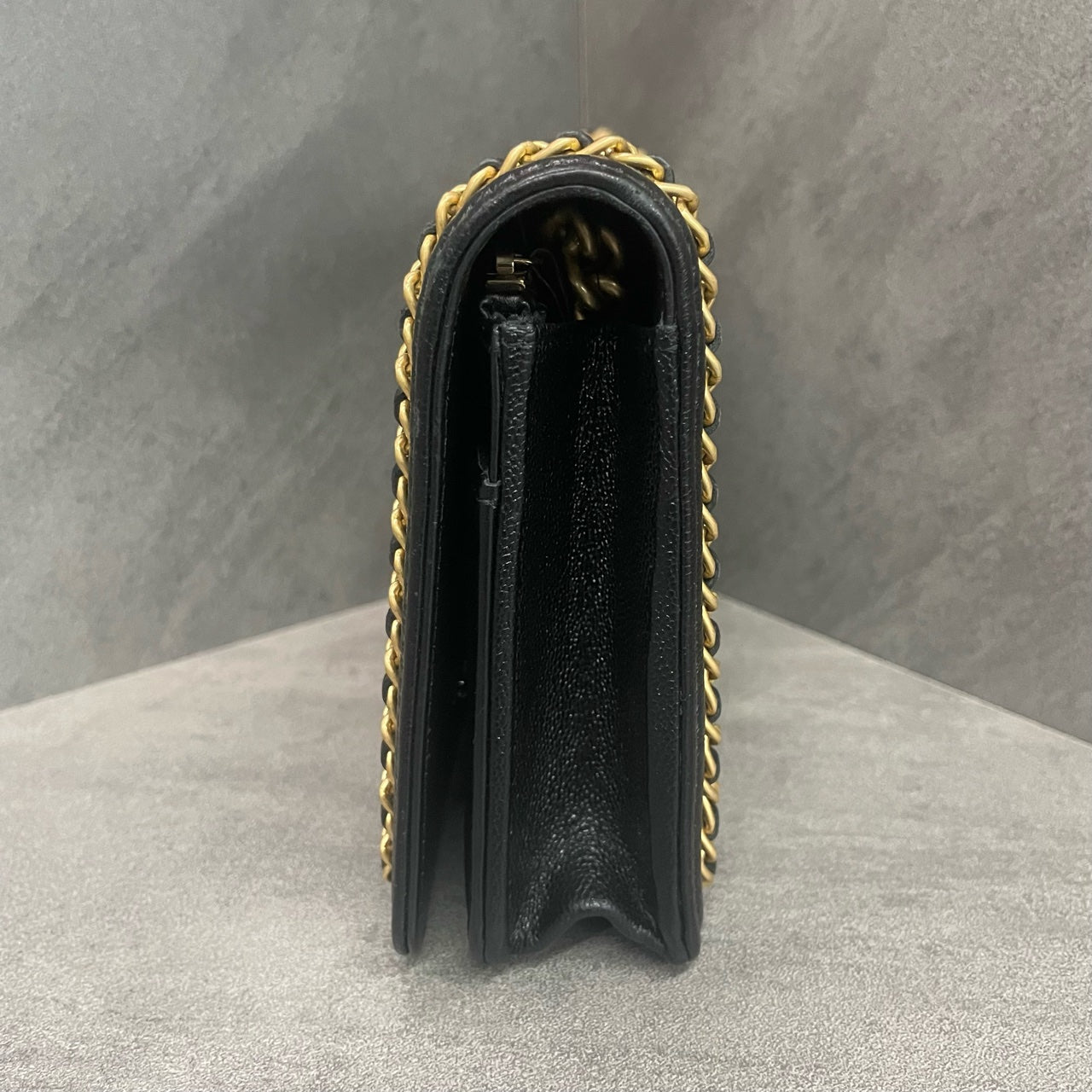 Chanel leboy lichee pattern cowhide woc Black-Gold