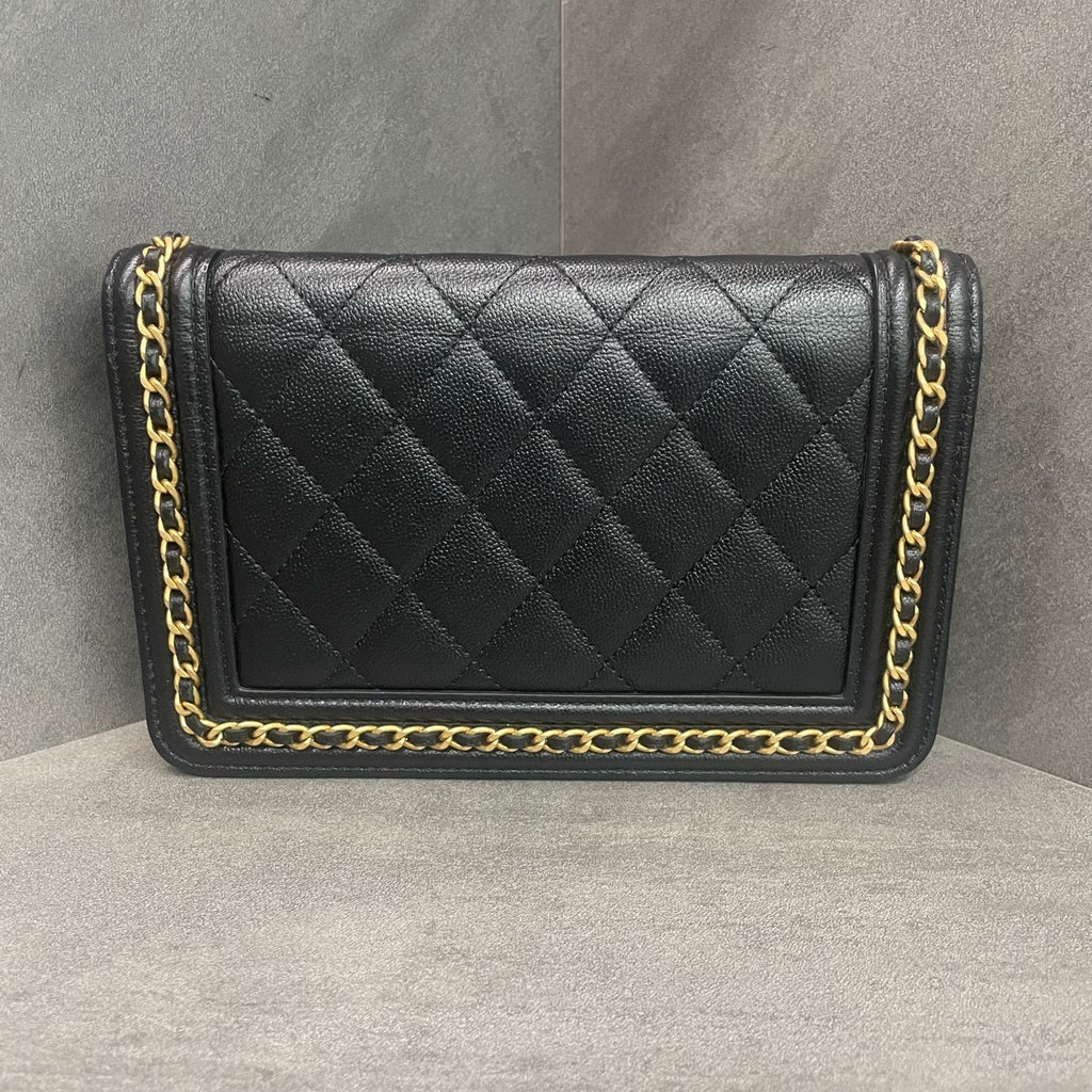 Chanel leboy lichee pattern cowhide woc Black-Gold