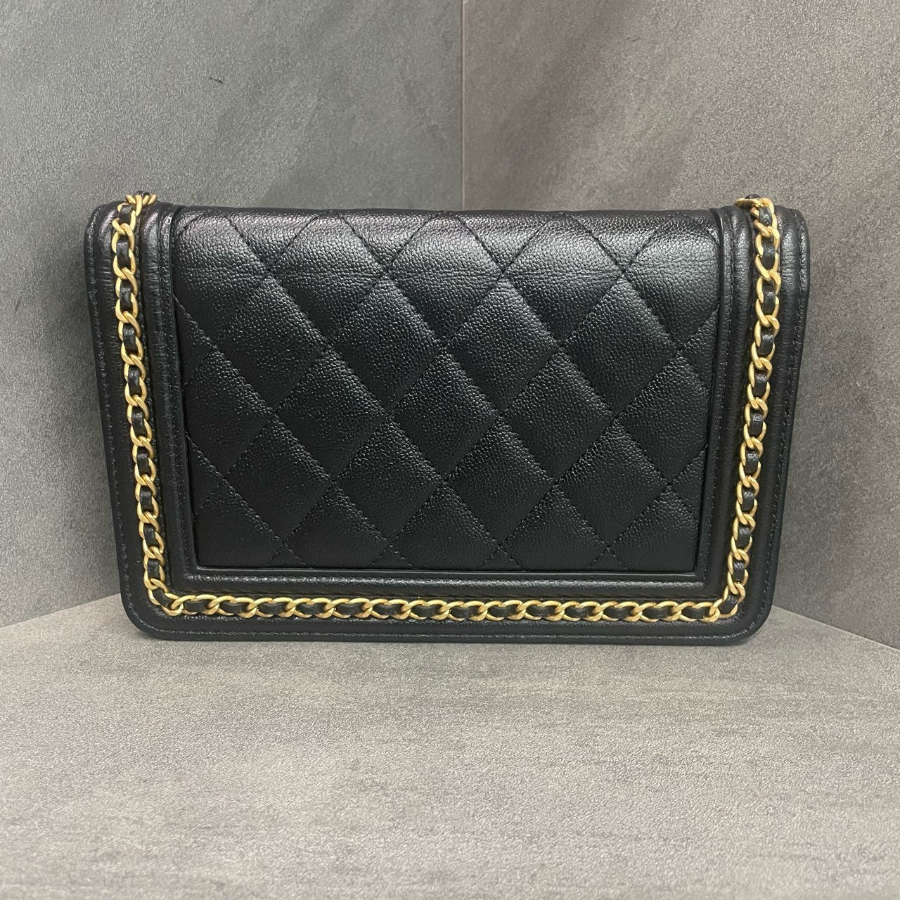 Chanel leboy lichee pattern cowhide woc Black-Gold