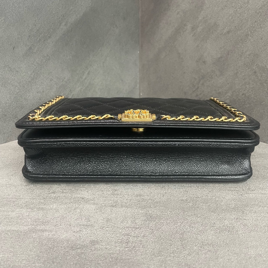 Chanel leboy lichee pattern cowhide woc Black-Gold