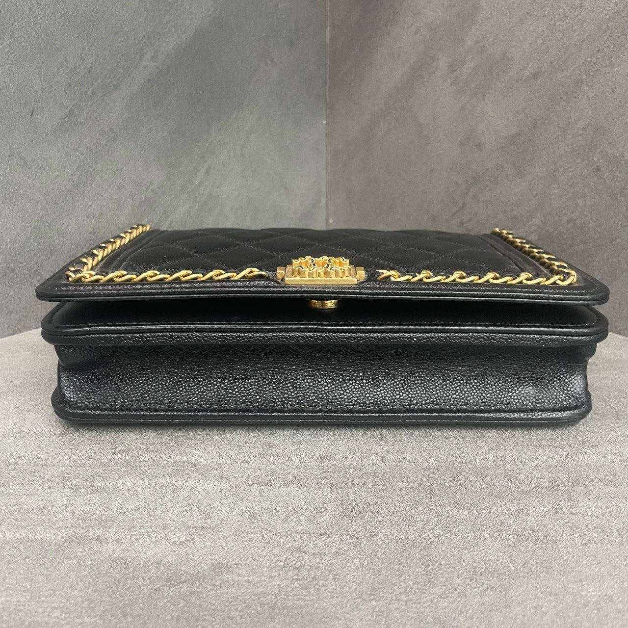Chanel leboy lichee pattern cowhide woc Black-Gold