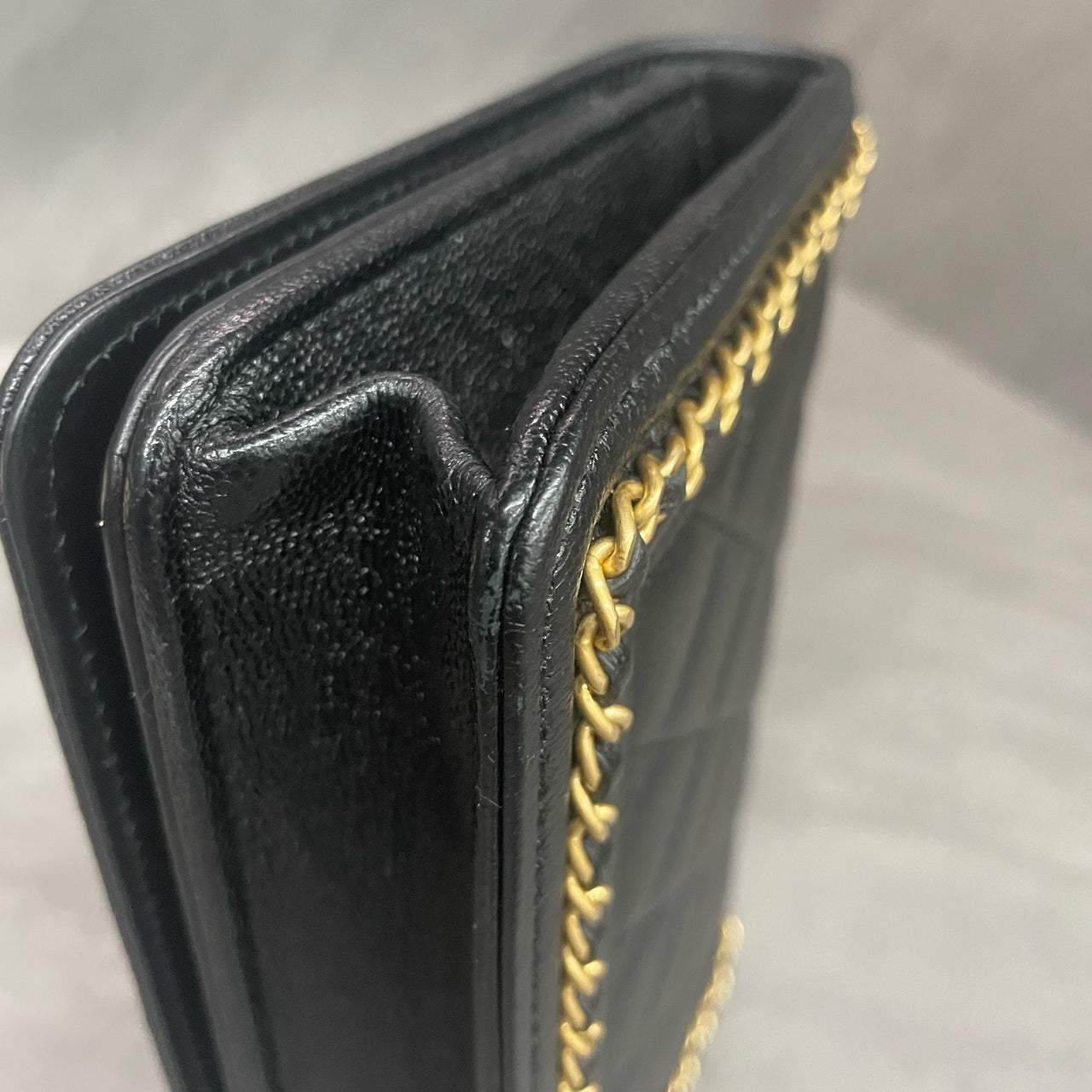 Chanel leboy lichee pattern cowhide woc Black-Gold