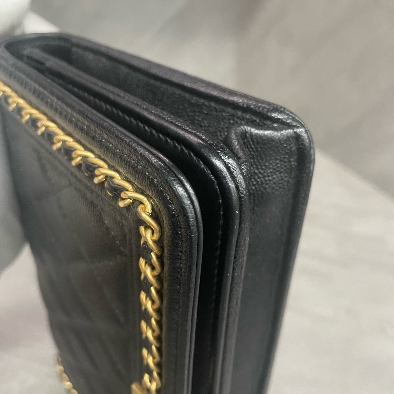 Chanel leboy lichee pattern cowhide woc Black-Gold