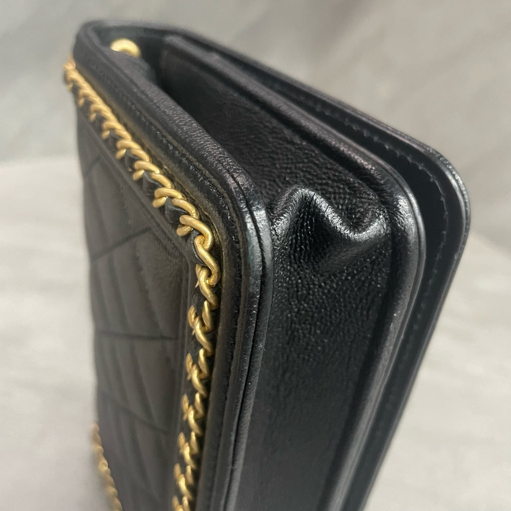 Chanel leboy lichee pattern cowhide woc Black-Gold