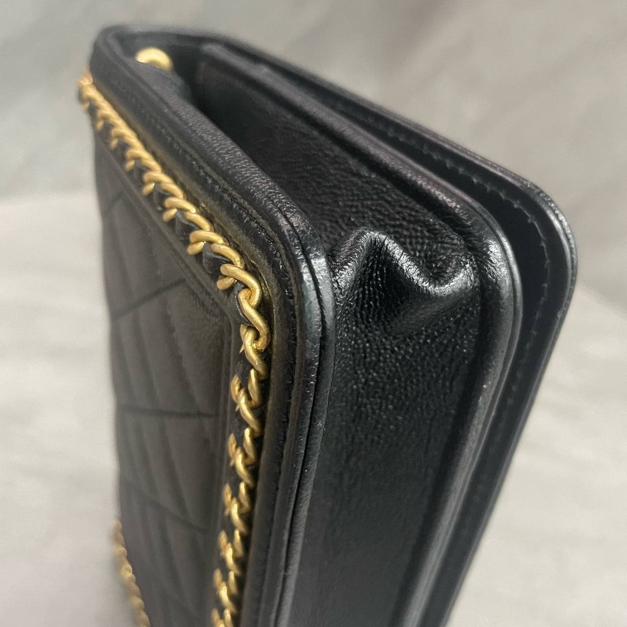 Chanel leboy lichee pattern cowhide woc Black-Gold