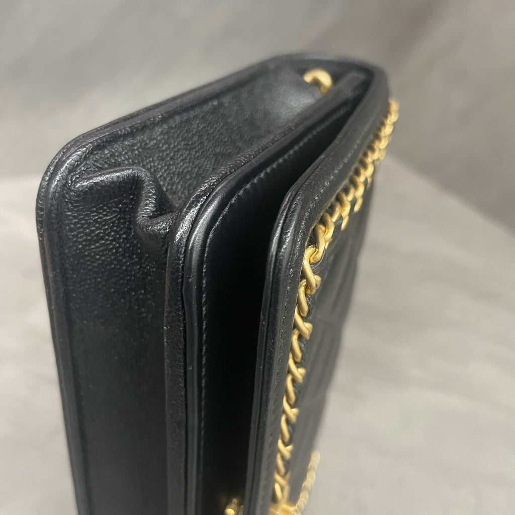 Chanel leboy lichee pattern cowhide woc Black-Gold