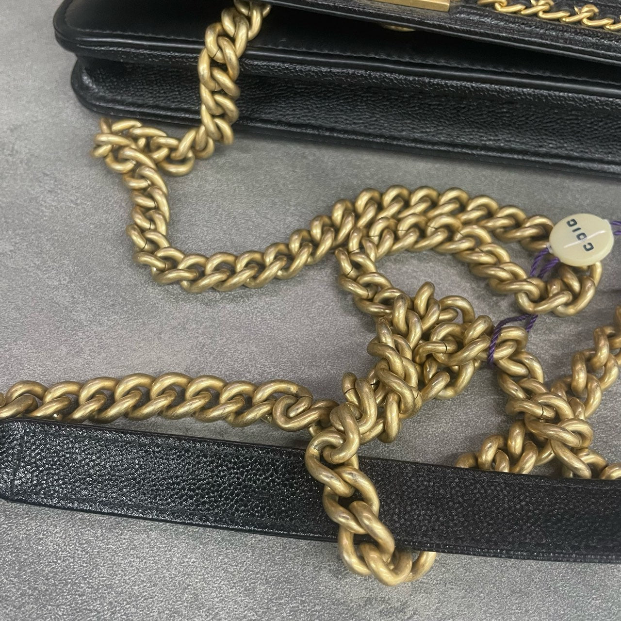 Chanel leboy lichee pattern cowhide woc Black-Gold