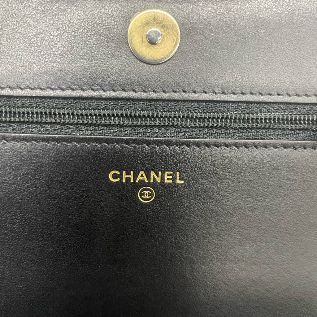 Chanel leboy lichee pattern cowhide woc Black-Gold