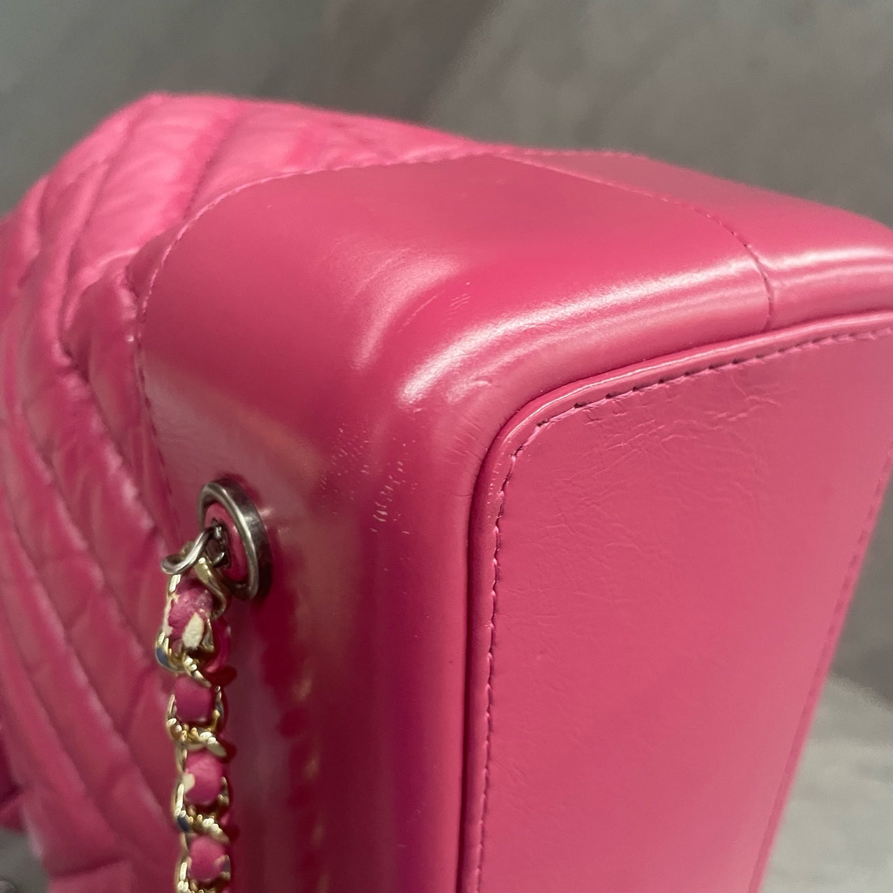 Chanel Gabrielle “V”pattern cowhide small size backpack pink