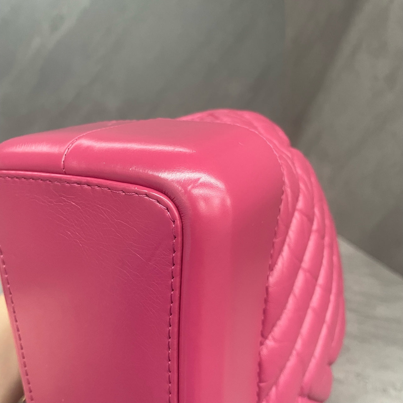 Chanel Gabrielle “V”pattern cowhide small size backpack pink