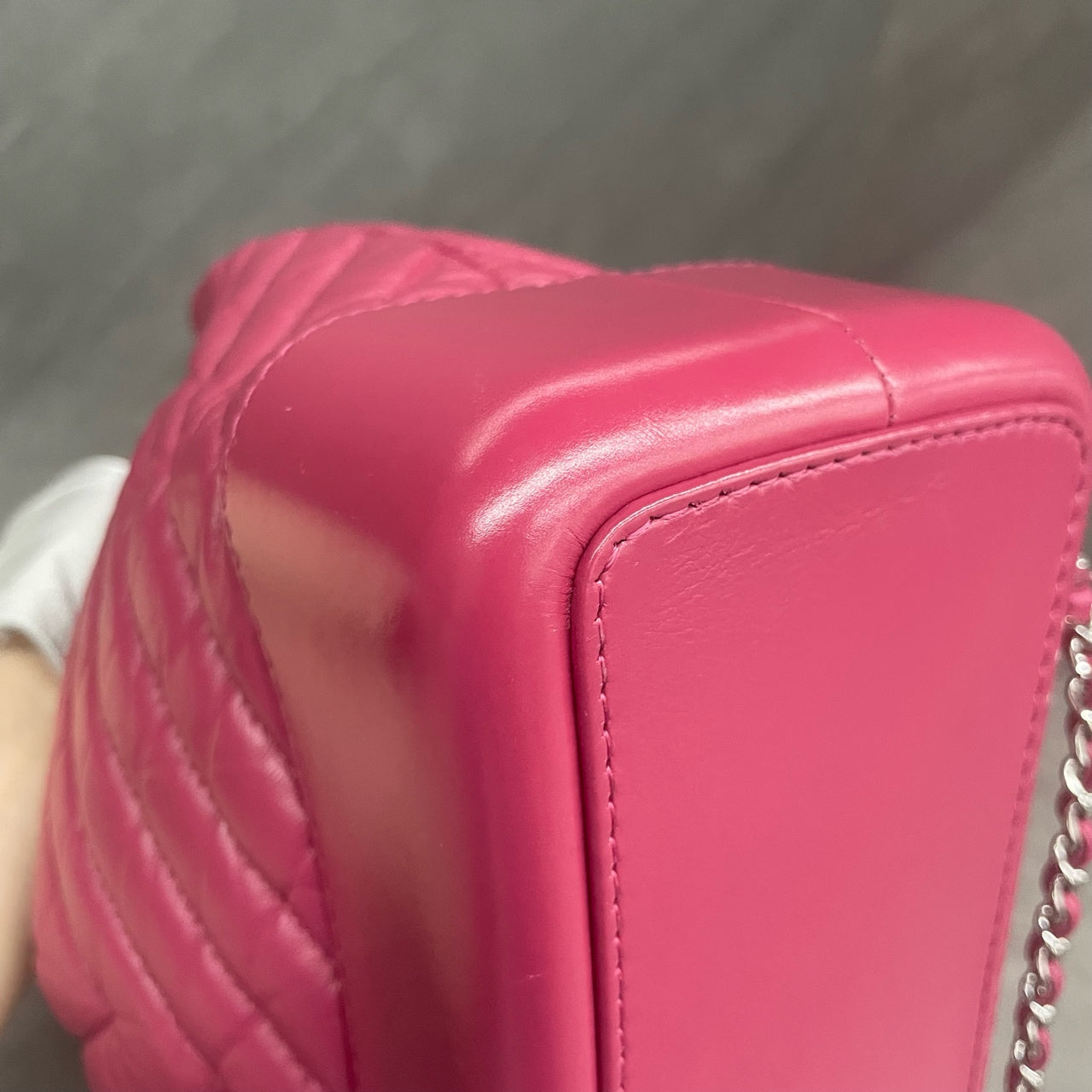 Chanel Gabrielle “V”pattern cowhide small size backpack pink