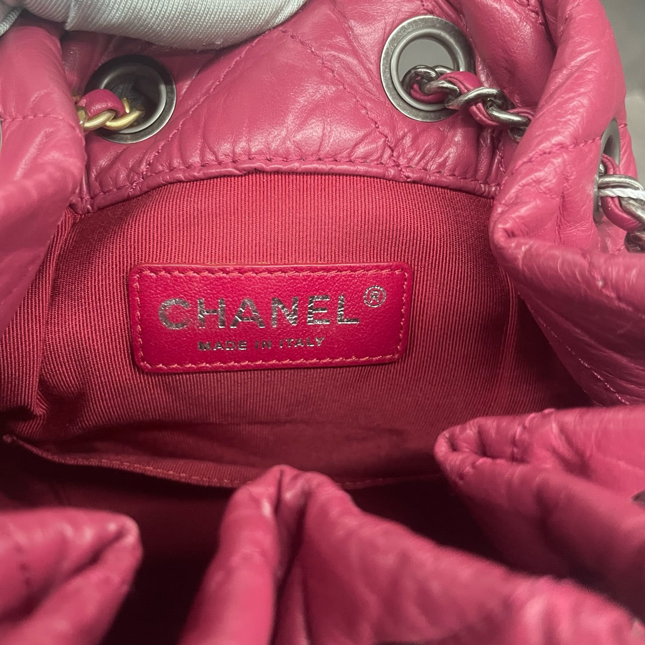 Chanel Gabrielle “V”pattern cowhide small size backpack pink