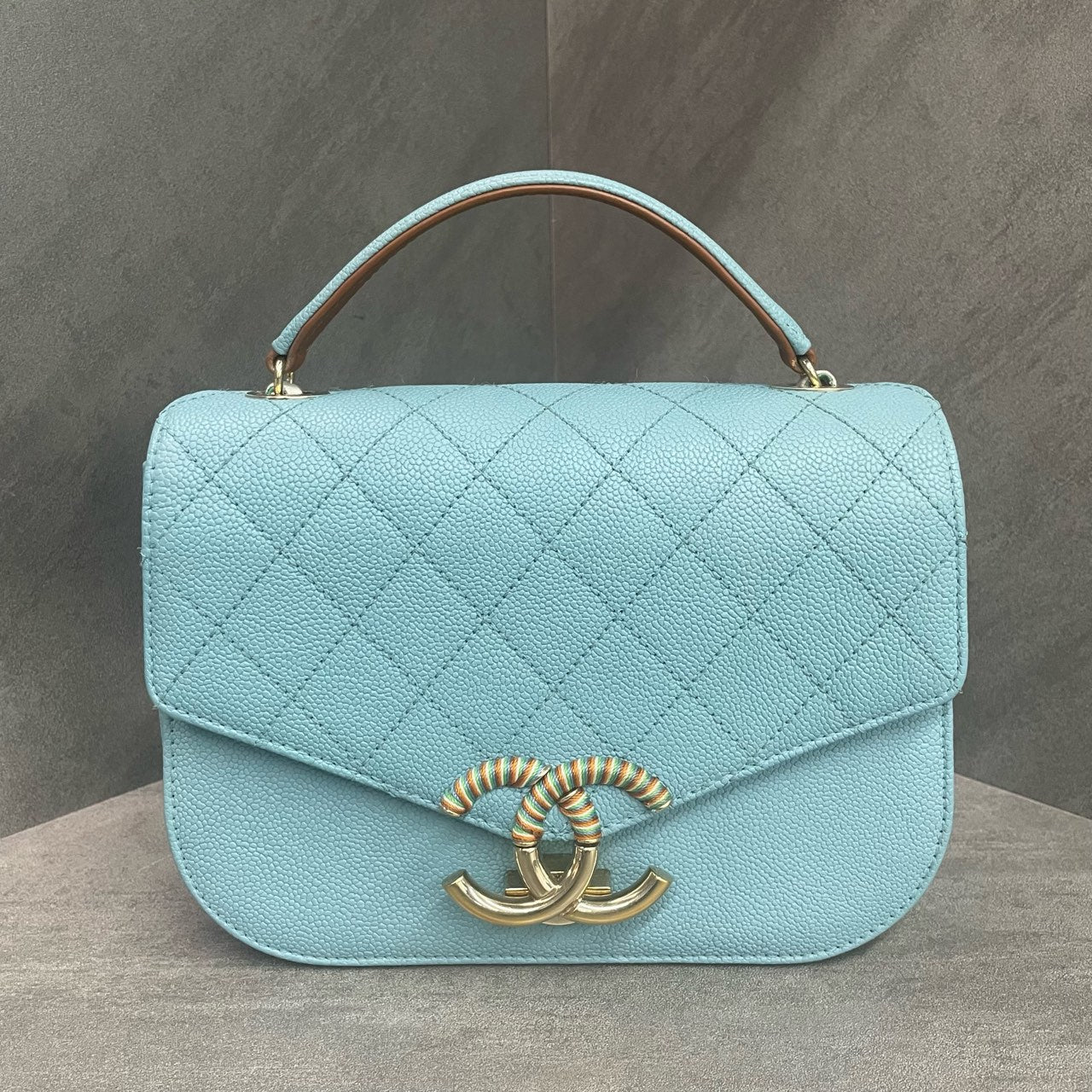 Chanel Cuba series Lychee pattern light blue