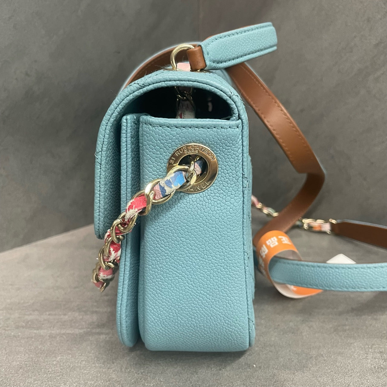 Chanel Cuba series Lychee pattern light blue