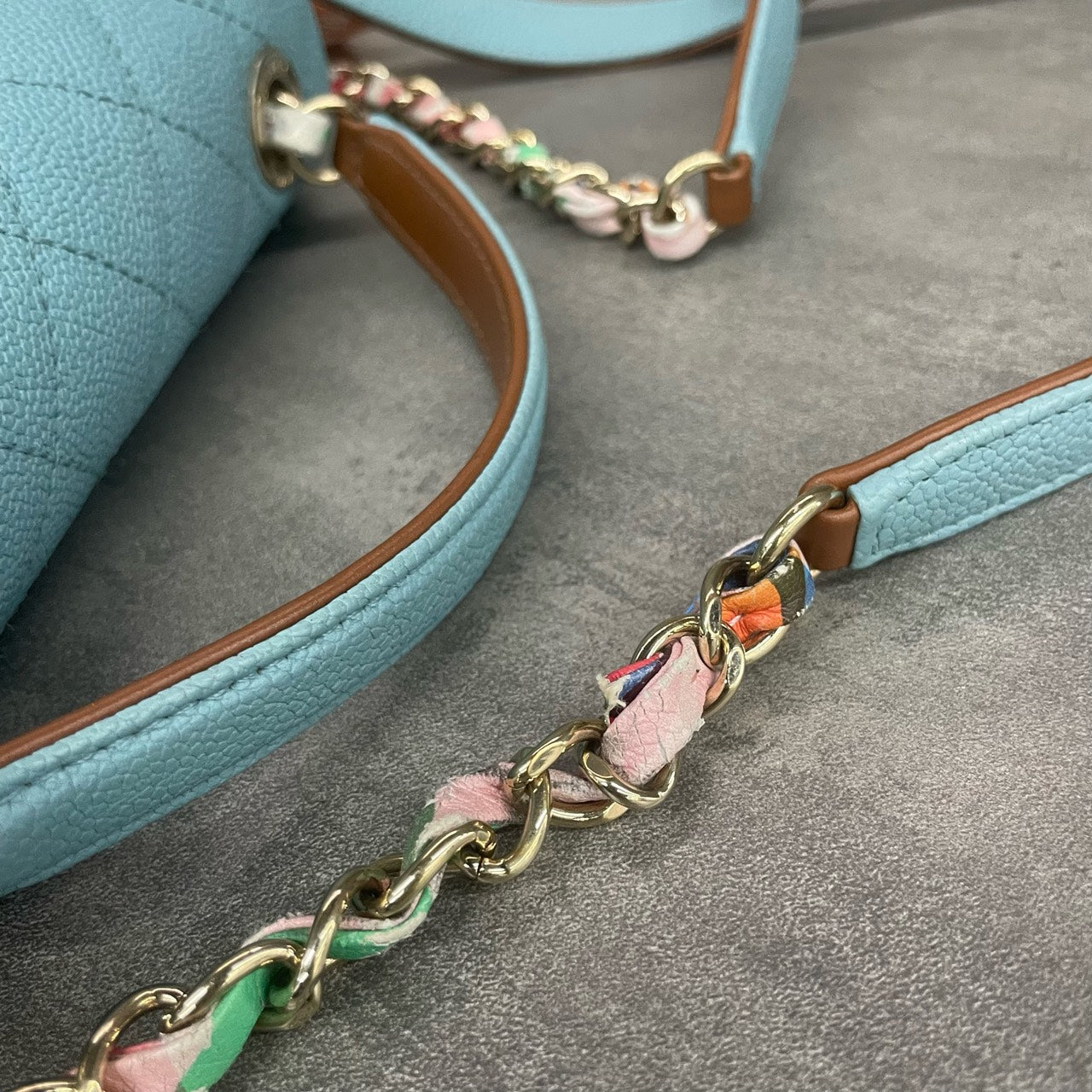 Chanel Cuba series Lychee pattern light blue