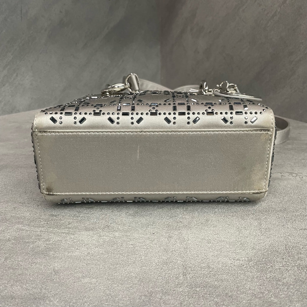 Dior Lady dior Satin surface Full diamonds small size grey
