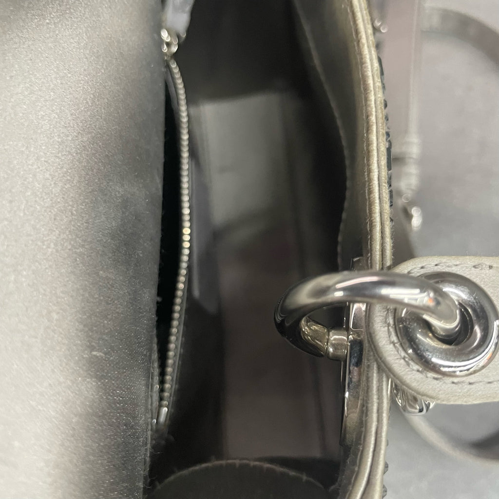 Dior Lady dior Satin surface Full diamonds small size grey