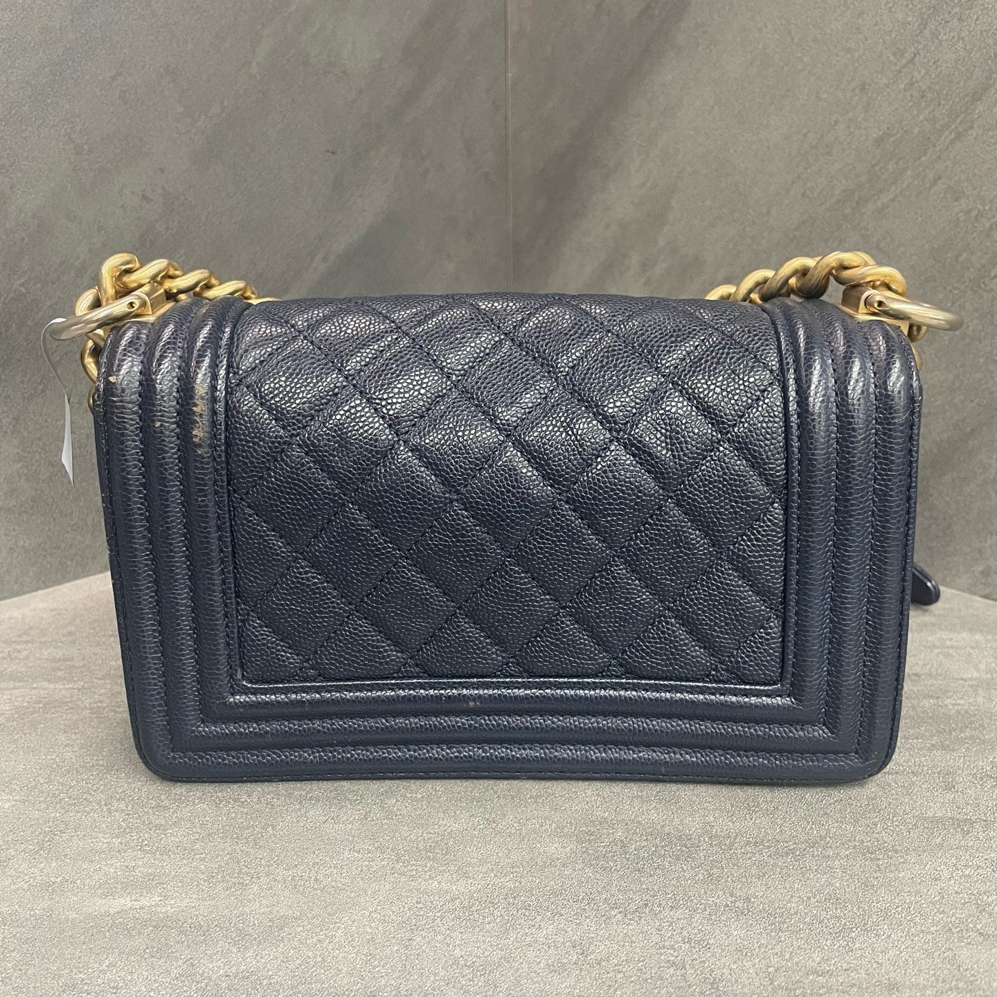 Chanel leboy lichee pattern cowhide small size Blue-Gold