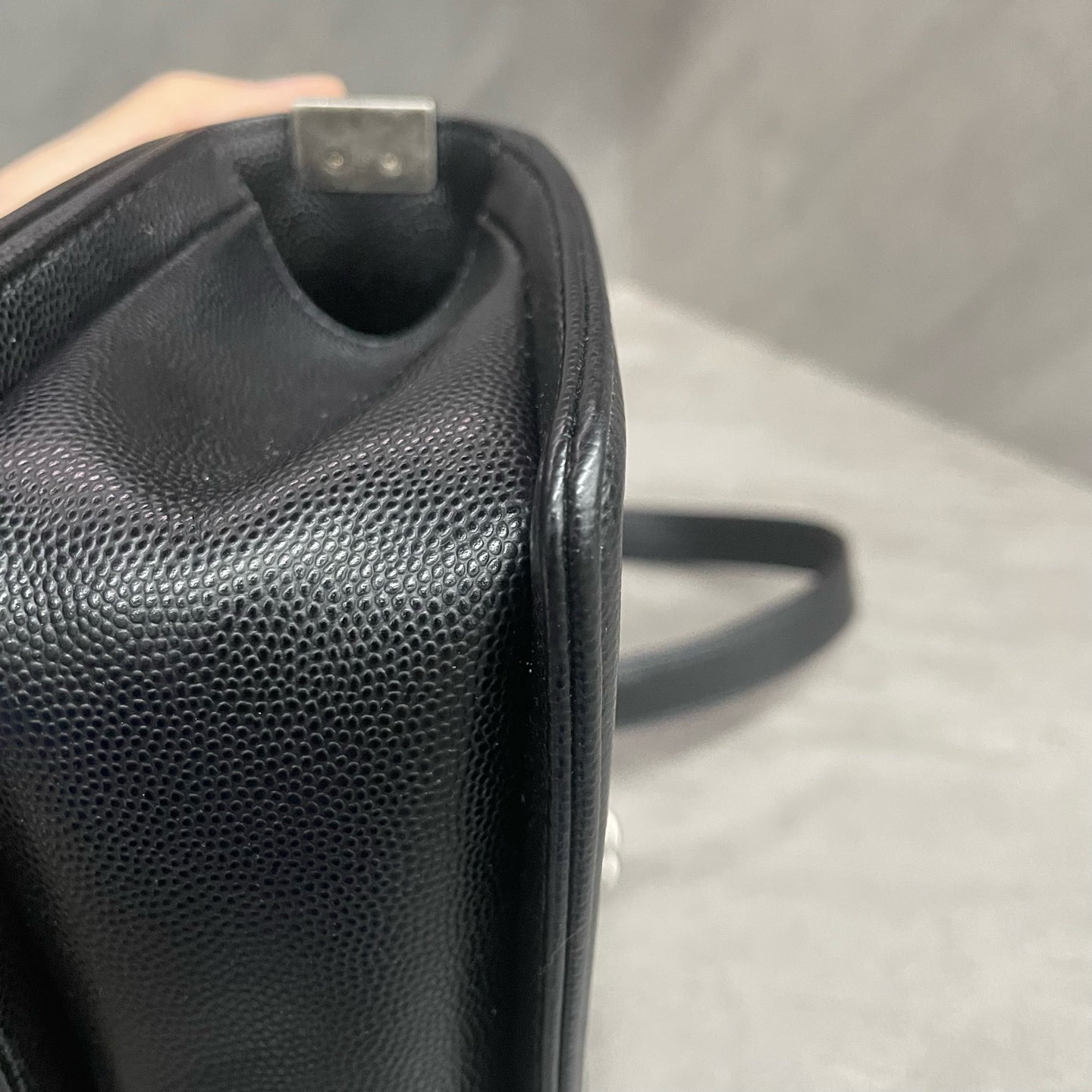 Chanel leboy lichee pattern cowhide small size Black-Sliver