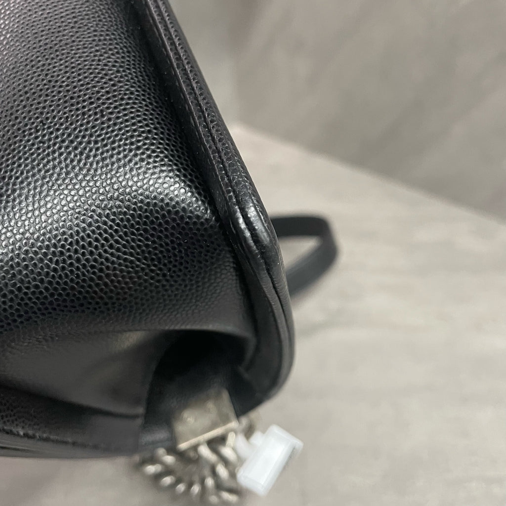 Chanel leboy lichee pattern cowhide small size Black-Sliver