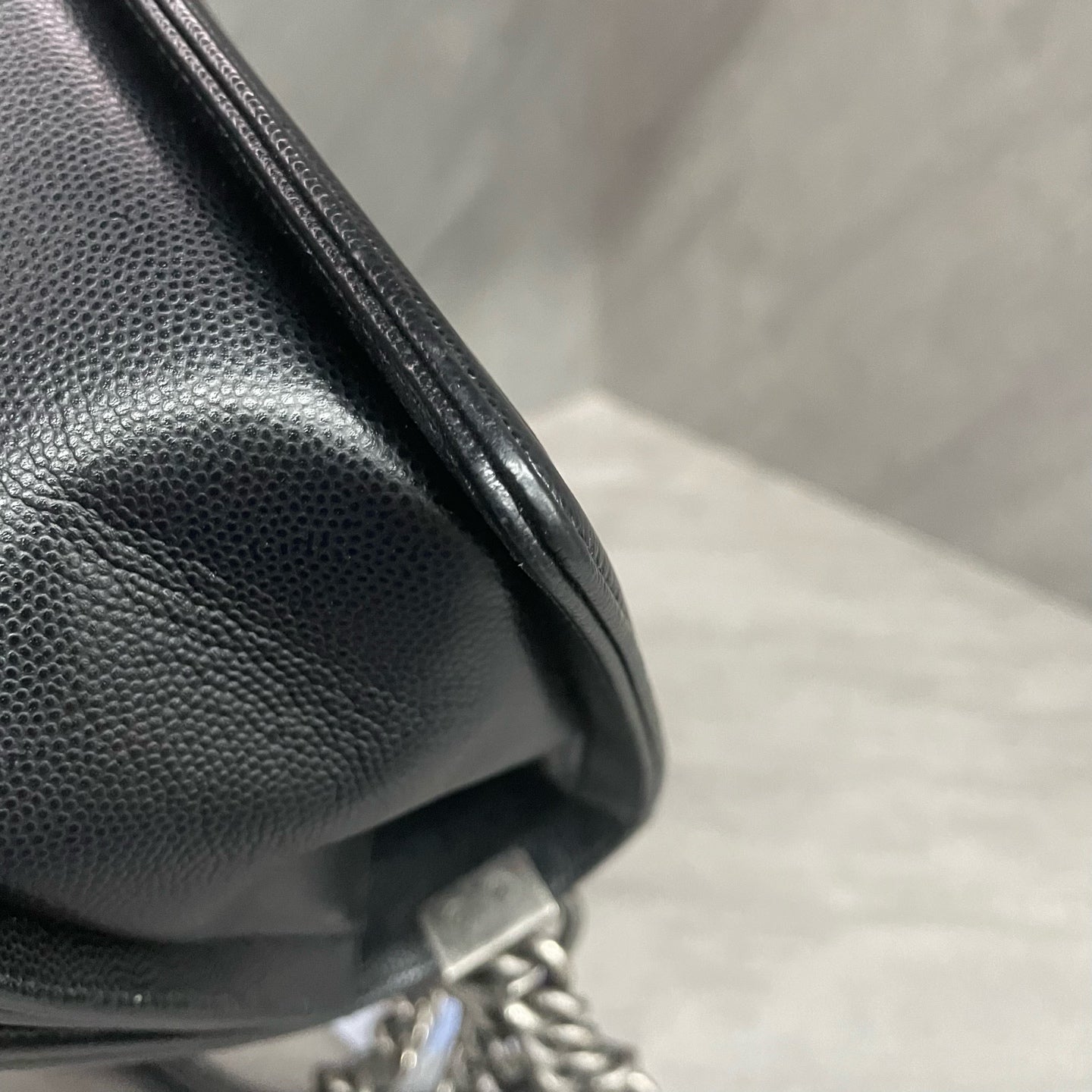 Chanel leboy lichee pattern cowhide middle size Black-Sliver