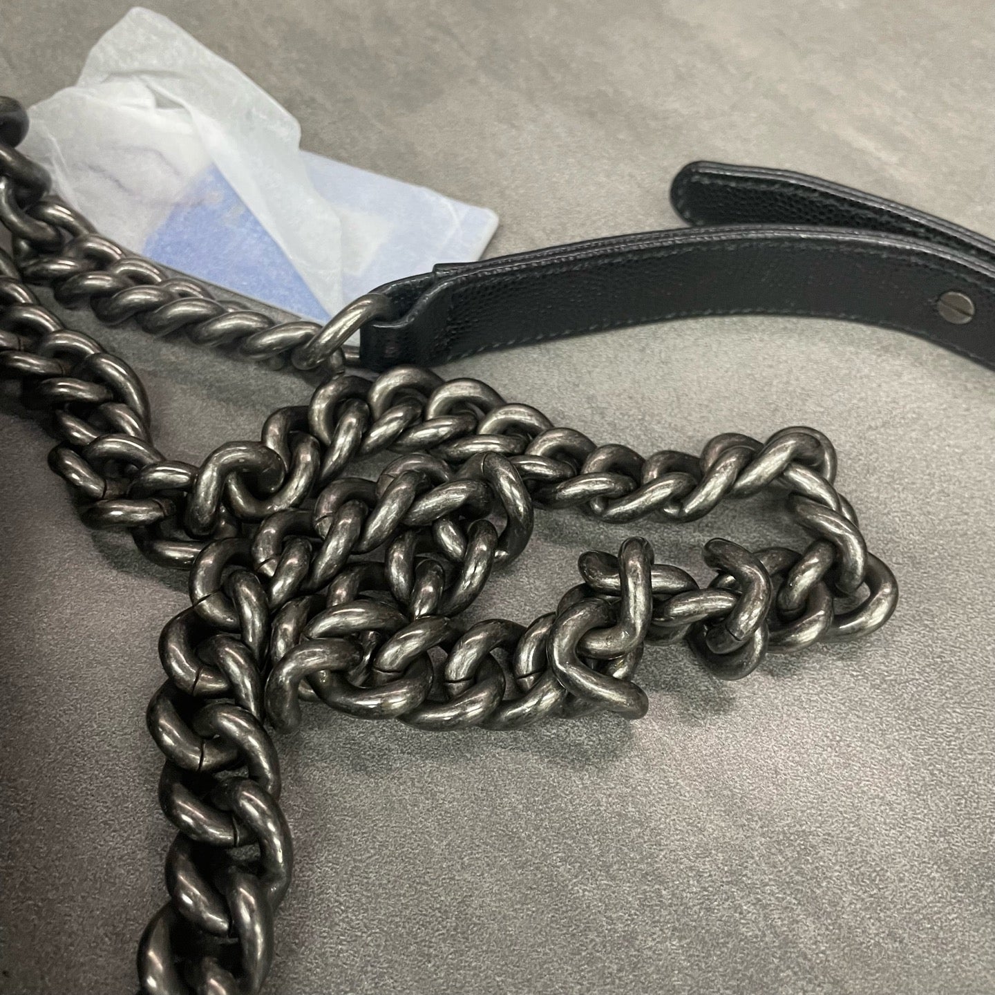 Chanel leboy lichee pattern cowhide middle size Black-Sliver