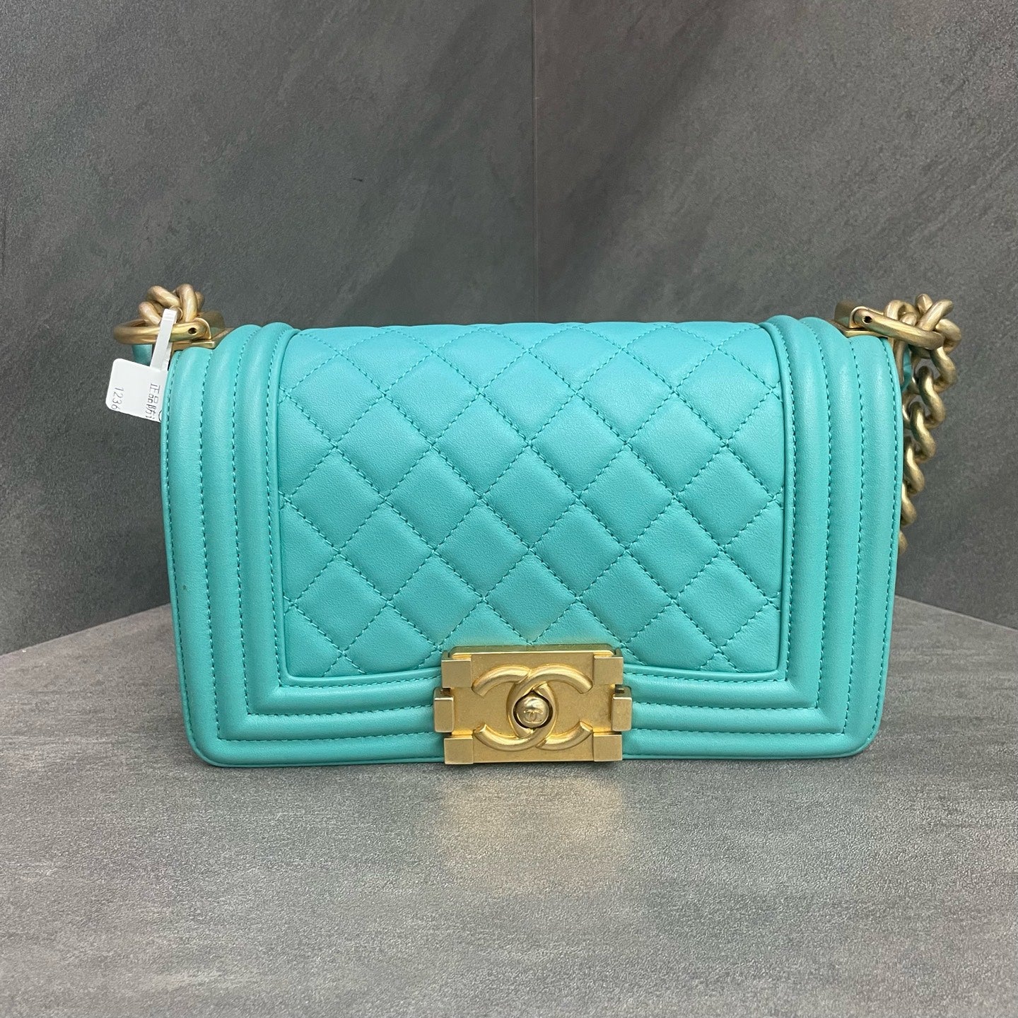 Chanel leboy cowhide small size Macaron blue-Gold