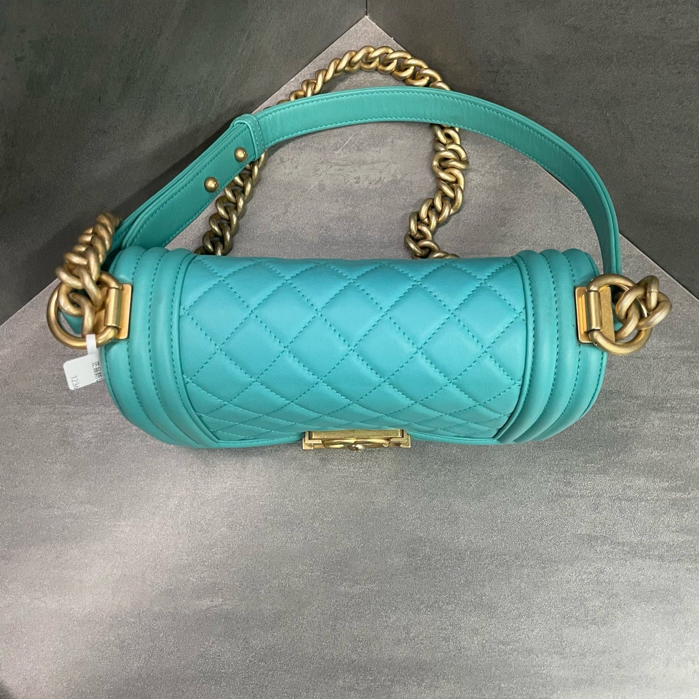Chanel leboy cowhide small size Macaron blue-Gold