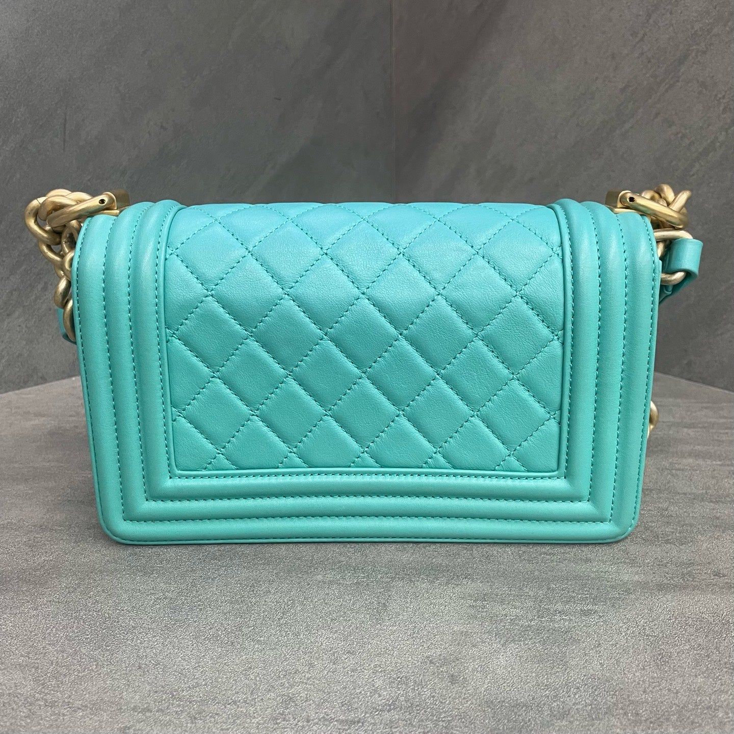 Chanel leboy cowhide small size Macaron blue-Gold