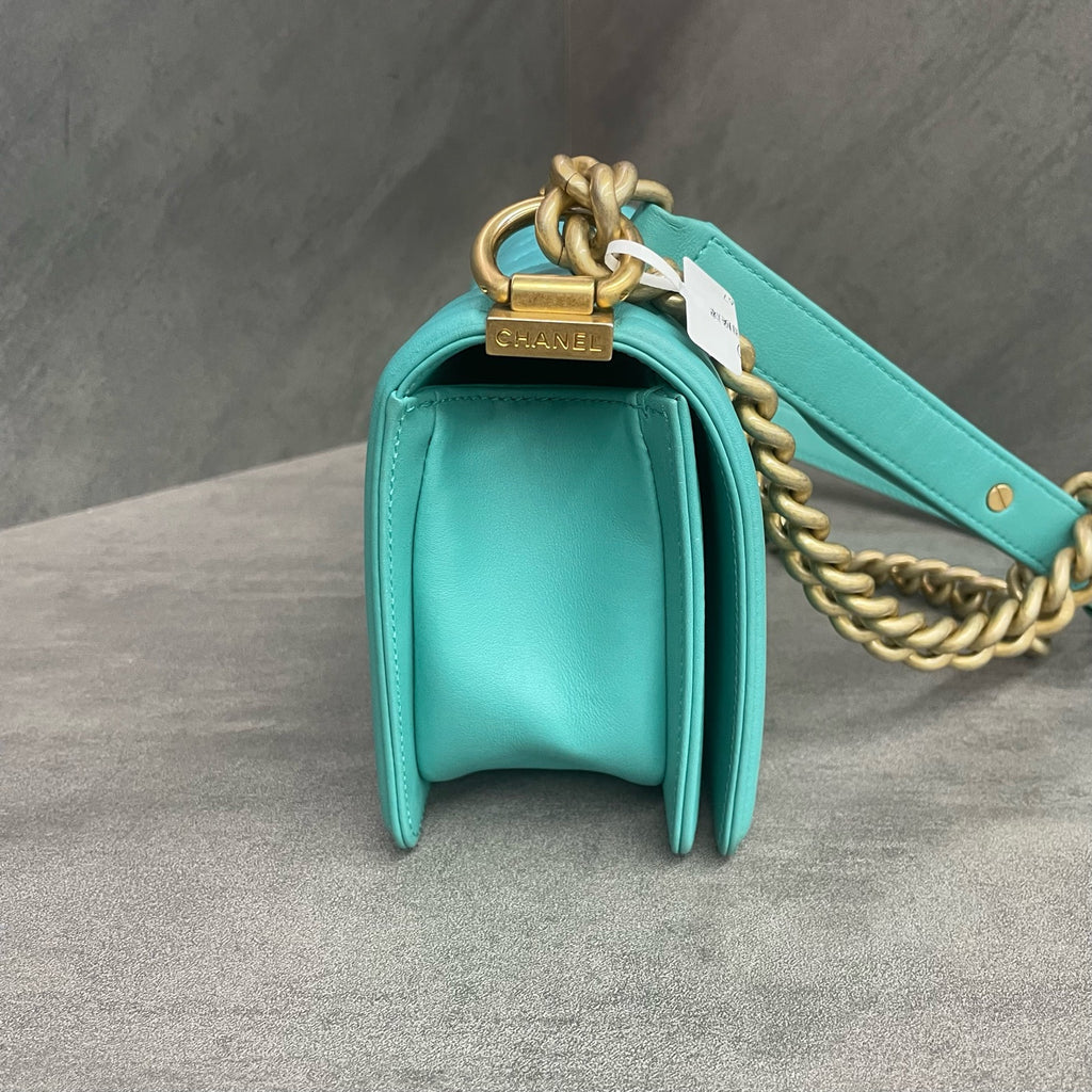Chanel leboy cowhide small size Macaron blue-Gold
