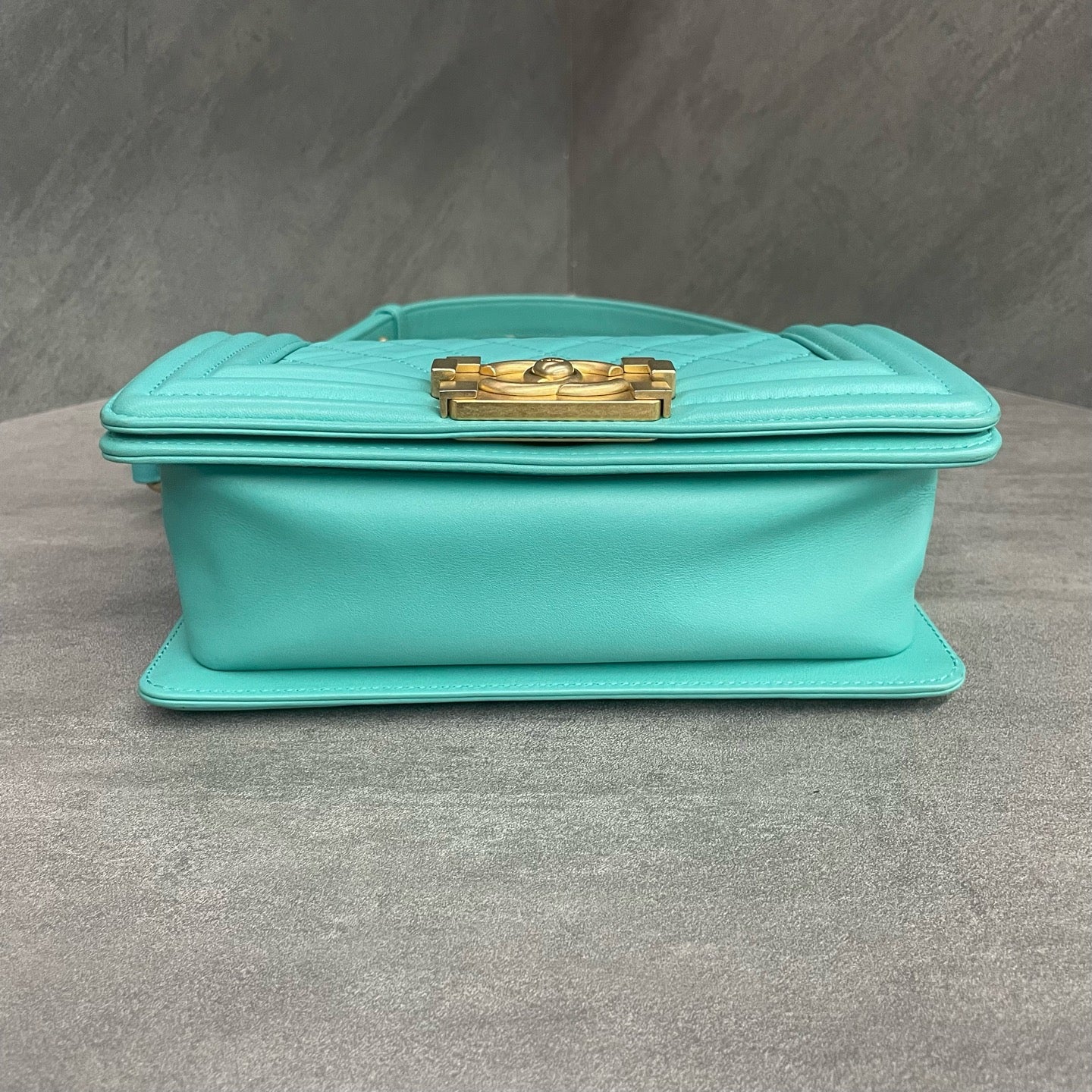 Chanel leboy cowhide small size Macaron blue-Gold