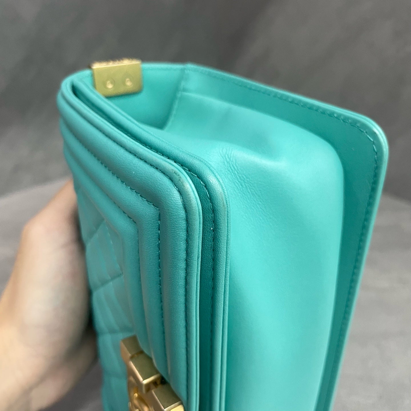 Chanel leboy cowhide small size Macaron blue-Gold