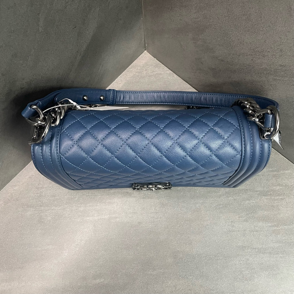 Chanel leboy lichee pattern cowhide middle size Blue