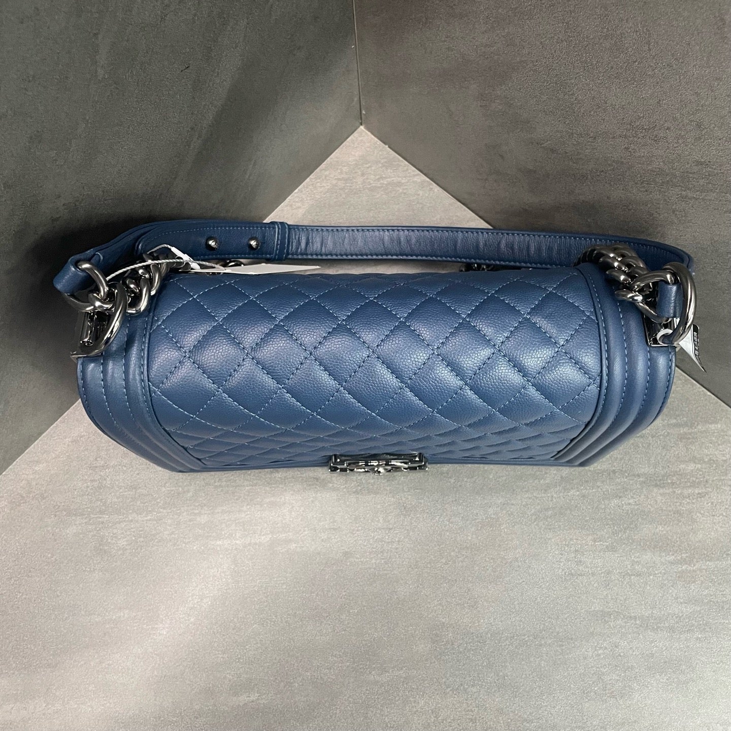 Chanel leboy lichee pattern cowhide middle size Blue